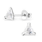 Joy|S - Zilveren driehoek kristal oorbellen 5 mm