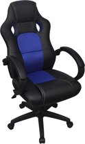 Luxe Bureaustoel Zwart blauw Kunstleer (Incl organizer) - Bureau stoel - Burostoel - Directiestoel - Gamestoel - Kantoorstoel