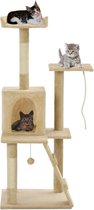 Kattenkrabpaal (incl kattenspeelstok) 120cm beige - Krabpaal katten - Katten Krabpaal