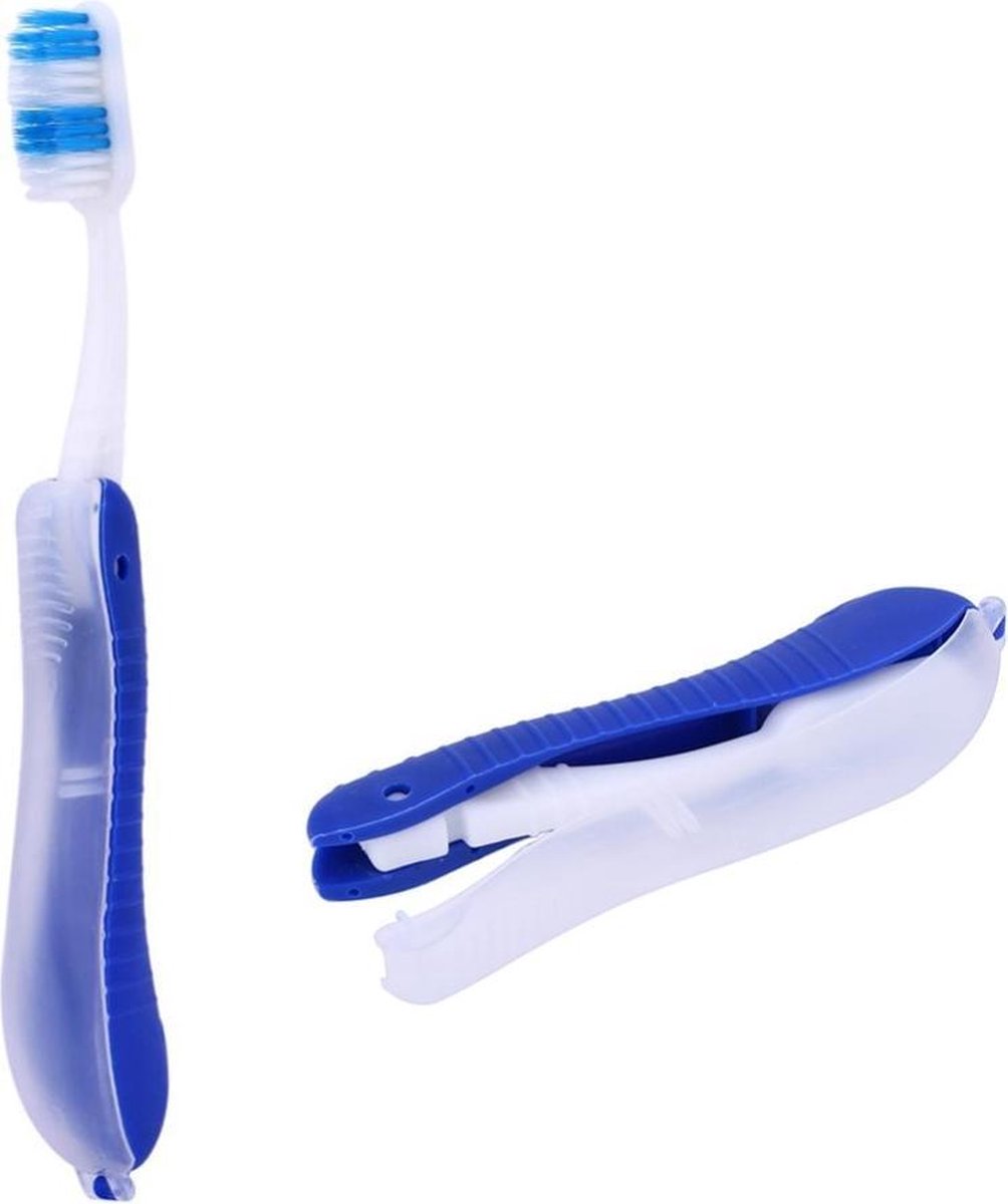 4 Stuks Opvouwbare Tandenborstel - Handtandenborstel Voor Op Reis Donkerblauw