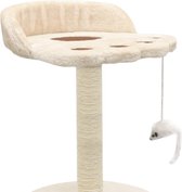 Kattenkrabpaal met sisal krabpaal - Spaanplaten frame, zachte pluche en sisal touw - Beige en bruin - 30 x 30 x 40 cm