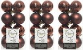 48x Mahonie bruine kunststof kerstballen 4 cm - Mat/glans - Onbreekbare plastic kerstballen - Kerstboomversiering roodbruin