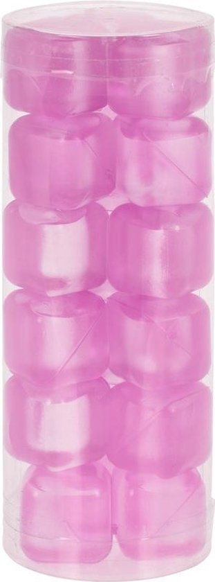18x Plastic herbruikbare roze ijsklontjes/ijsblokjes gekleurd - Kunststof ijsblokjes roze - Verkoeling artikelen - Gekoelde drankjes maken