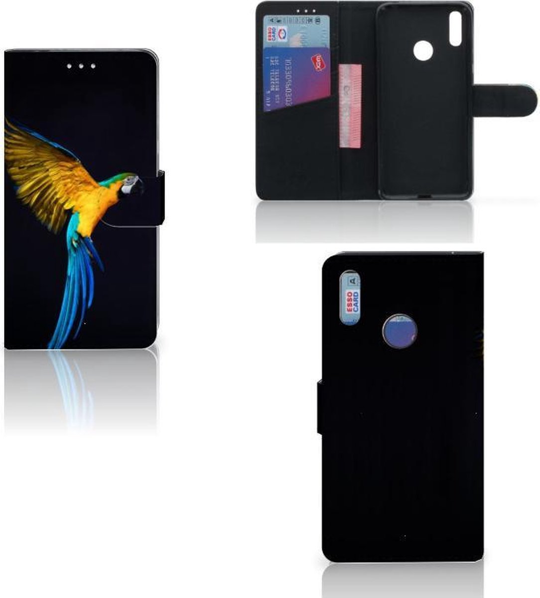 Huawei Y7 (2019) Telefoonhoesje met Pasjes Papegaai