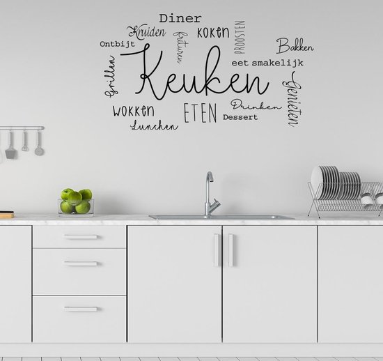 Tegenwerken Veroveren Bedenk Keuken Muursticker Met keuken teksten - Zwart | Muursticker keuken | Keuken  stickers |... | bol.com