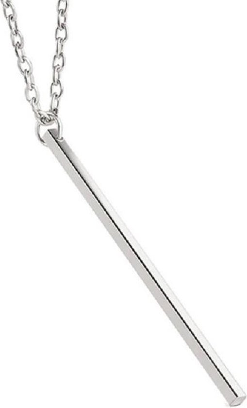 Lange ketting 70 cm - staaf hanger 5 cm - zilverkleurig | bol.com