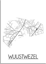 DesignClaud Wuustwezel Plattegrond poster A3 + Fotolijst zwart