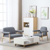 Bankstel 2-delig 3 zits Stof Grijs (Incl FLEECE deken) - Loungebank - Woonkamer bank - Tuinset - Loungeset