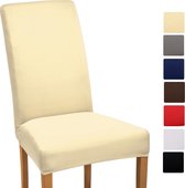 Beautissu Katoenen stoelhoes stretch Mia - 35-50 cm stretch hoezen voor stoelen - hoes stoelbekleding bi-elastische hoes - Öko-Tex & wasbaar - Creme