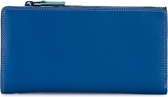 Mywalit Small Leather Double Zip Purse Portemonnee Denim