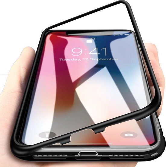 Hol vice versa Leggen Magnetische Hardcase met gekleurde achterkant - iPhone XR Hoesje - Zwart |  bol.com