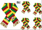 5x Sjaal gebreid rood/geel/groen met logo Limburgse leeuw