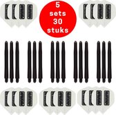 Dragon Darts - 5 sets (15 stuks) Pentathlon darts flights - super stevig - wit - incl. 5 sets (15 stuks) - medium - darts shafts - zwart