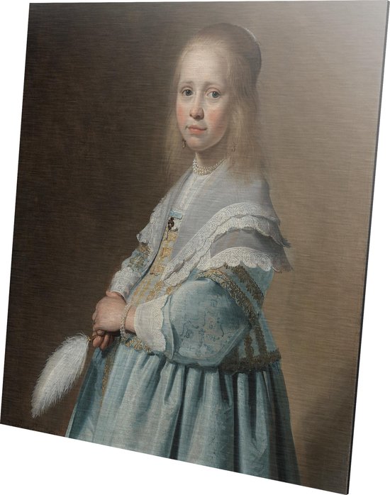 Portret van een meisje in het blauw | Johannes Cornelisz Verspronck | Aluminium | Schilderij | Wanddecoratie | 40 x 40