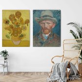 Dubbelzijdig en omkeerbare kunst: Vincent van Gogh zonnebloemen met het Zelfportret