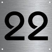 RVS huisnummer 12x12cm nummer 22