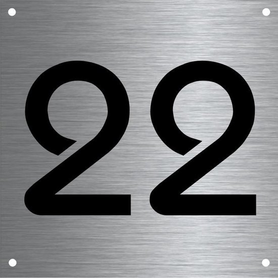 RVS huisnummer 12x12cm nummer 22 | bol.com