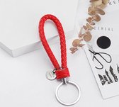 - Gevlochten - Sleutelhanger - Mannen - Vrouwen - Kunstleer - Keychain - Rood -