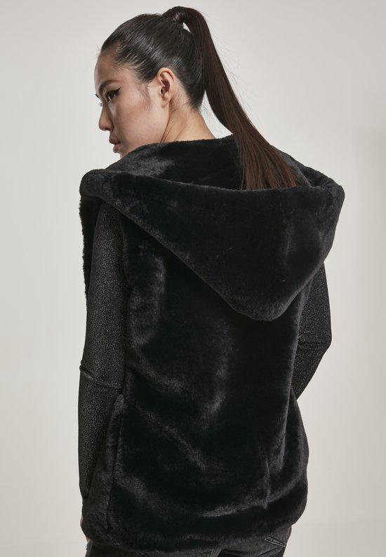 Dames Hooded Faux Fur Vest zwart | bol
