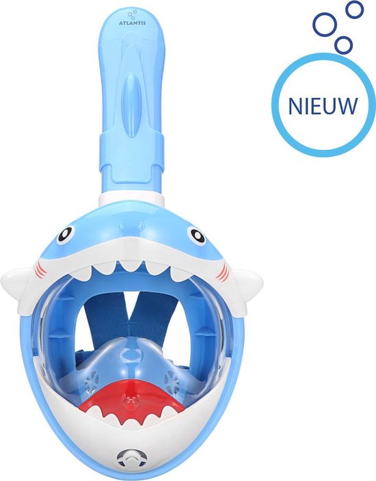 Atlantis Full Face Mask Kids Shark - Snorkelmasker - Kids - Blauw