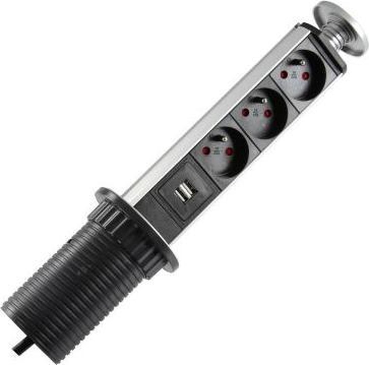Logon In-Desk 3-Way Power Strip + 2 Usb Ports - 3M Cable