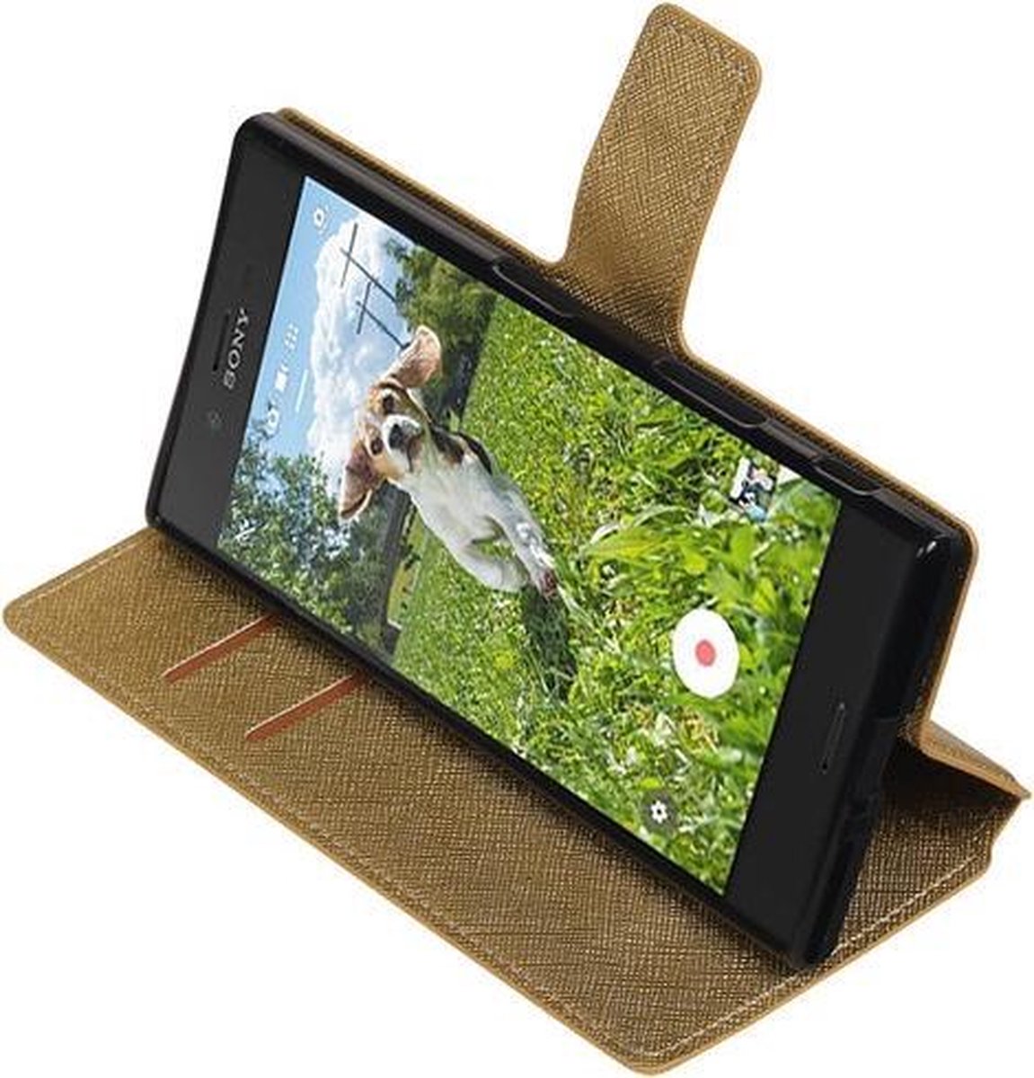 BestCases.nl Goud Sony Xperia XZ TPU wallet case booktype hoesje HM Book