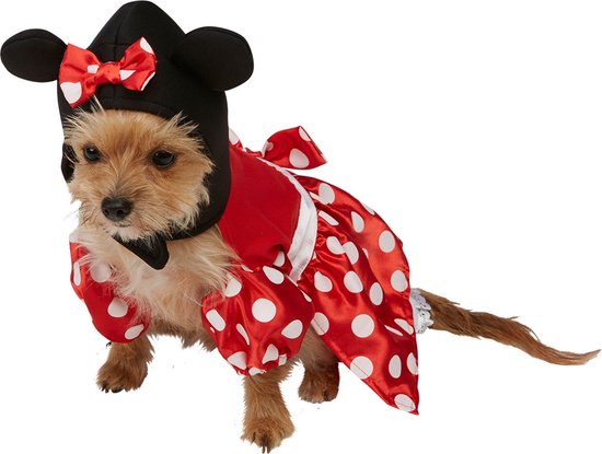 Rubies - Mickey & Minnie Mouse Kostuum - Minnie Mouse Voor Kleine Honden Kostuum - rood,wit / beige - Medium - Carnavalskleding - Verkleedkleding