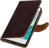 BestCases.nl Mocca Pull-Up PU booktype wallet cover cover voor Sony Xperia XA