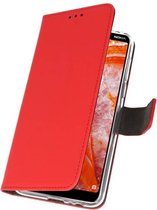 Wallet Cases Hoesje voor Nokia 3.1 Plus Rood