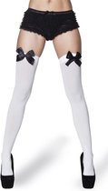 Witte kousen met zwarte strikjes voor dames