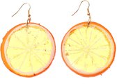 Fako Bijoux® - Oorbellen - Plastic Fruit - Sinaasappel Schijfje