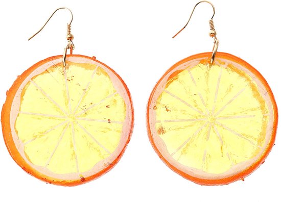 Fako Bijoux® - Boucles d'oreilles - Fruit en plastique - Tranche d'orange