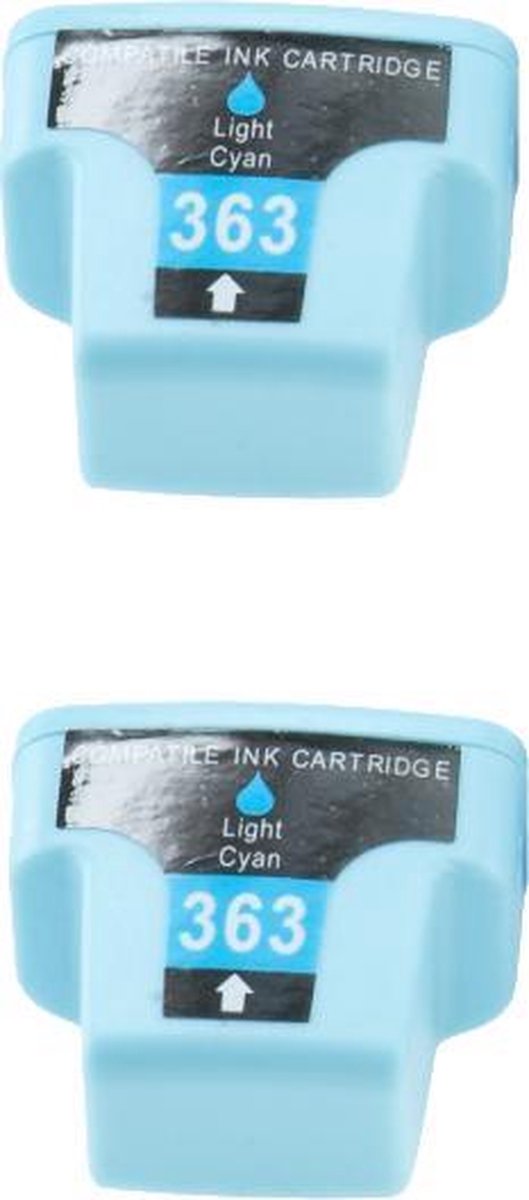 KATRIZ huismerk inkt voor|HP C8774WA(HP363)|Light Cyaan| 18ml - 2stuks