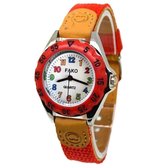 Fako® - Kinderhorloge - Canvas - Regenboog - Rood