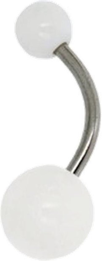 Fako Bijoux® - Navelpiercing - Acryl & RVS - Wit