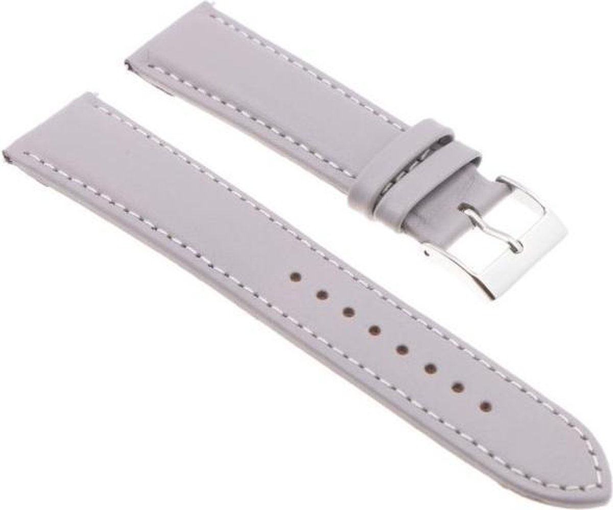 Leren Grijs Horlogeband - 22mm - Quick Release