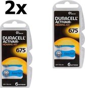 12 Stuks (2 Blisters a 6st) - Duracell ActivAir 675 MF Hg 0% gehoorapparaat batterij 650mAh 1.45V