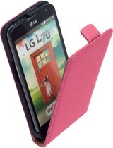 LELYCASE Roze Echt Lederen Flip Case Hoesje LG L70