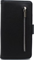 HB Hoesje Geschikt voor Samsung Galaxy A9 2018 - Luxe Kunstlederen Portemonnee Book Case met Rits - Zwart