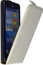 Wit Lederen Flip Case Cover Voor Huawei Ascend G620 S