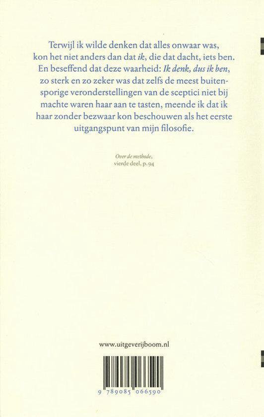 Achterpagina met tekst die begint met 'Terwijl ik wilde denken...' en de website.