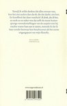 Achterpagina met tekst die begint met 'Terwijl ik wilde denken...' en de website.