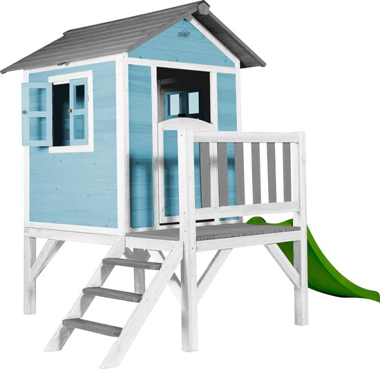 Beach Lodge XL Speelhuis Caribisch blauw - groene Glijbaan | bol.com