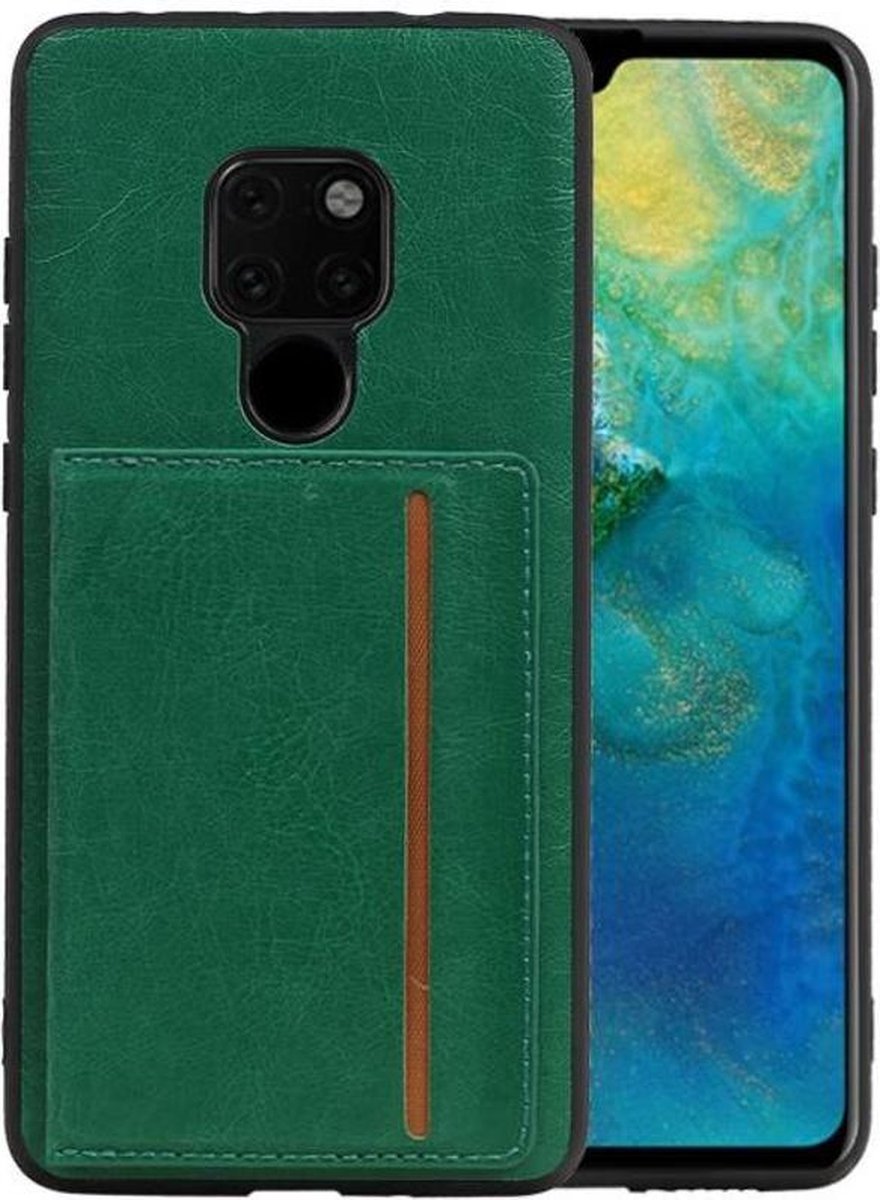 Groen Staand Back Cover 1 Pasjes voor Huawei Mate 20