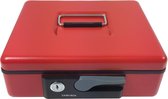 ACROPAQ AGDE230R - Metalen Geldkist 230x197x82mm - 2 handvaten - Muntsorteerder - Cilinderslot met 2 sleutels - Rood