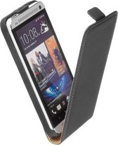 LELYCASE Zwart Echt Lederen Flip Case Cover Hoesje HTC Desire 700