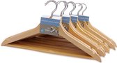 LaundrySpecialist 25 Luxe houten Kledinghangers - premium kwaliteit Esdoornhout - Kleerhanger met Inkeping en Broeklat - Metalen Haak - Dames/Heren/Volwassenen - Bruin