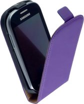 LELYCASE Flip Case Lederen Hoesje Samsung Galaxy Fame Lite Paars