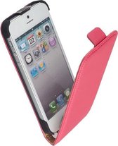 LELYCASE Flip Case Lederen Cover Apple iPhone 5 5S Pink
