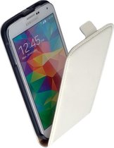 LELYCASE Wit Lederen Flip Case Cover Hoesje Samsung Galaxy S5